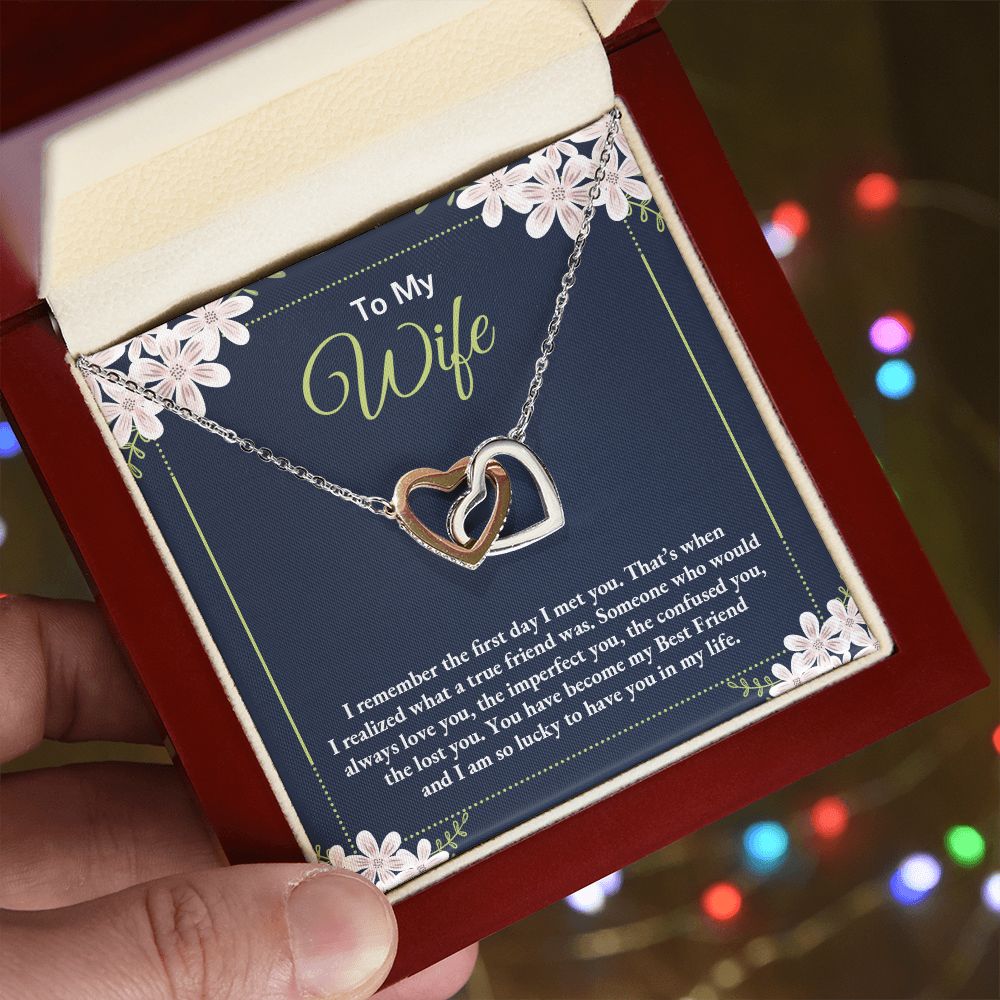 Birthday Gifts For Wife, Necklace Gifts For Wife From Husband, To My Wife Jewelry For Women , To My Wife Necklace  from Husband Wedding Anniversary Present For Wife, Beautiful Wife Jewelry Christmas28 Interlocking Hearts Necklace