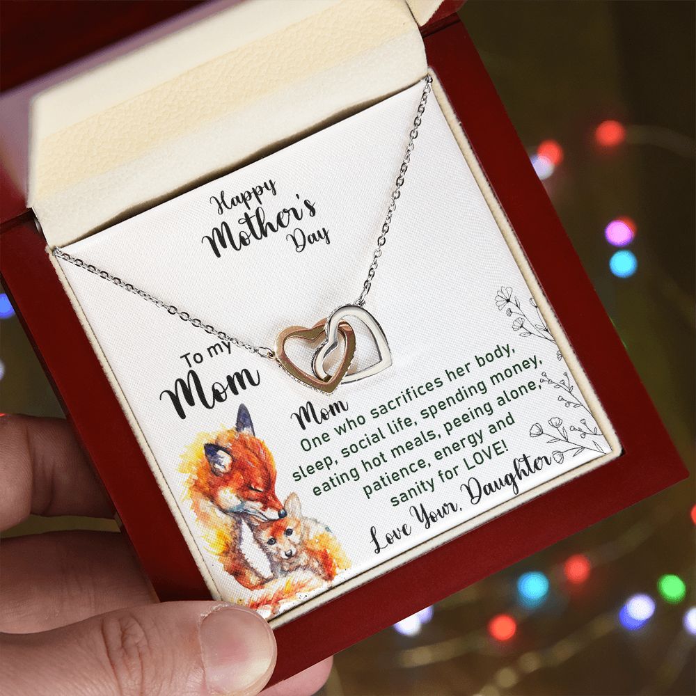 Mom Necklace Gifts for Mom from Daughter to Mom Gifts for Mothers Day from Daughter, To My Mom Necklace from Daughter to Mom Birthday Gifts Necklace with Message Card and Gift Box2223 Interlocking Hearts Necklace