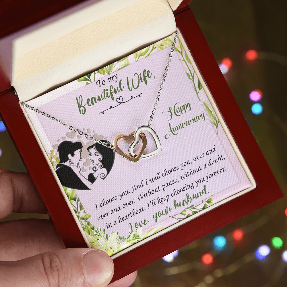 To My Beautiful Wife Necklace, Wedding Anniversary Jewelry For Women, Necklace For Wife from Husband, Gifts For Wife Birthday Gifts Necklace, Jewelry With Message Card In A Gift Box