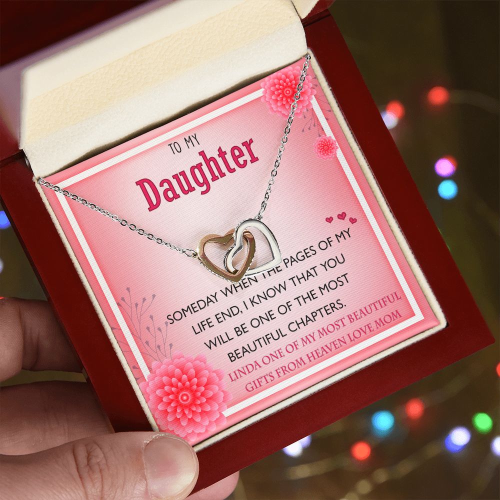 To My Daughter Gift Necklace from Mom, Mother and Daughter Necklace for Girls, Mother Daughter Gift Ideas, Jewelry Pendant Interlocking Hearts Necklace