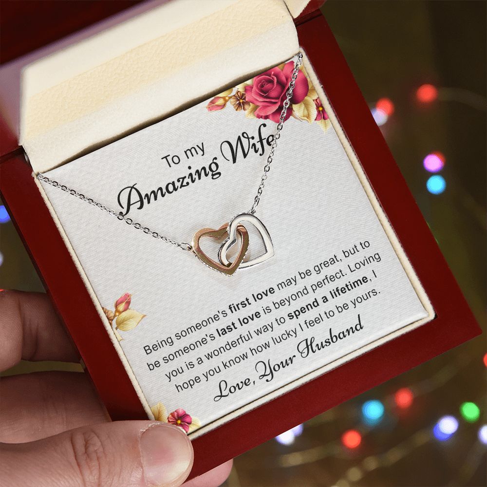 Birthday Gifts For Wife, Necklace Gifts For Wife From Husband, To My Wife Jewelry For Women , To My Wife Necklace  from Husband Wedding Anniversary Present For Wife, Beautiful Wife Jewelry Christmas 6 Interlocking Hearts Necklace