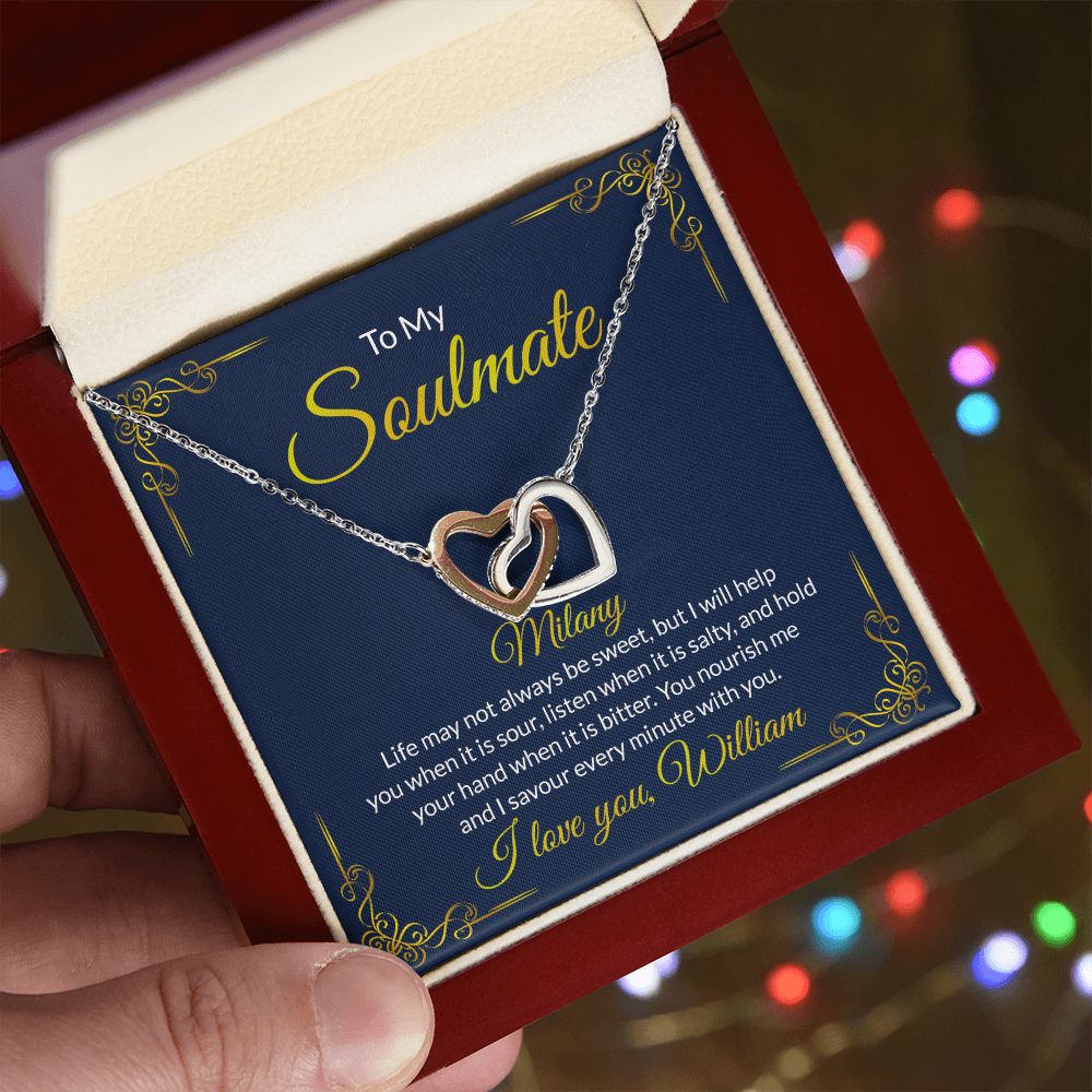 Soulmate Necklace Gift For Her, To My Soulmate Necklace, Love Necklace Gifts For Her, Soulmate Gift, Soulmate Jewelry, Jewelry Gift Her Interlocking Hearts Necklace