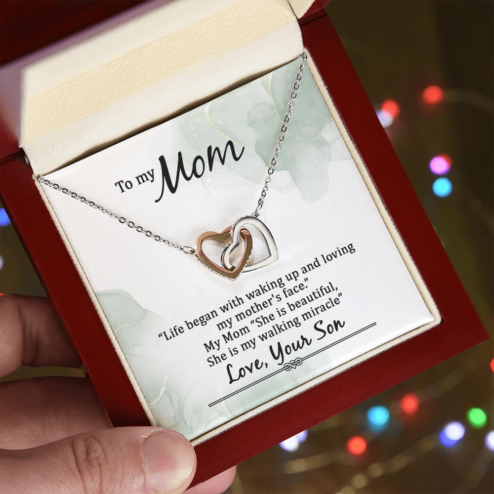 Mom Necklace Gifts for Mom from Daughter to Mom Gifts for Mothers Day from Daughter, To My Mom Necklace from Daughter to Mom Birthday Gifts Necklace with Message Card and Gift Box20 Interlocking Hearts Necklace