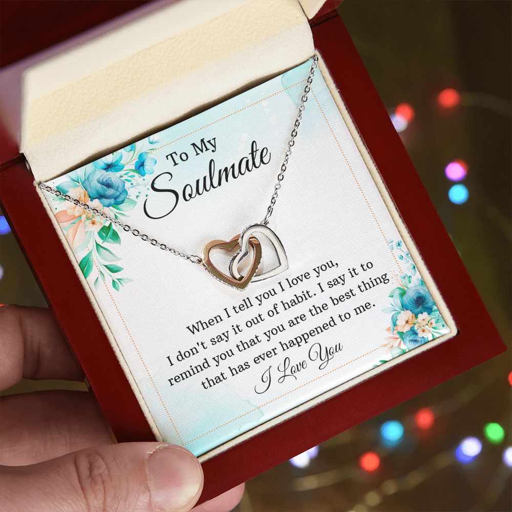 To My Soulmate Necklace for Women Birthday Christmas Jewelry Gifts For My Wife with Message Card Box Personalized Gift Present Pendant for Future Wife Soulmate Girlfriend Love 12 Interlocking Hearts Necklace