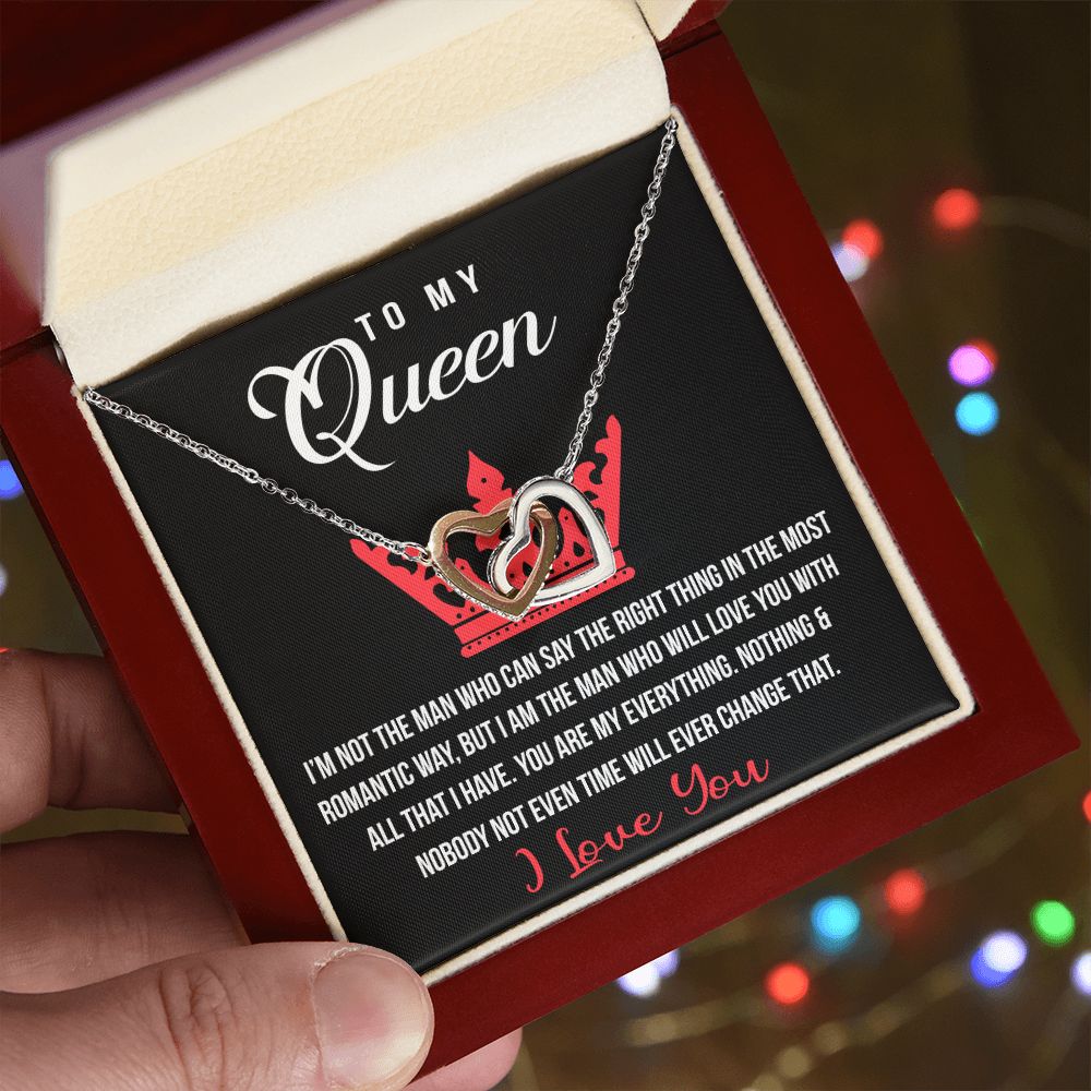 To My Queen Love Knot Necklace, Gift For Wife Girlfriend Soulmate Future Wife Interlocking Hearts Necklace