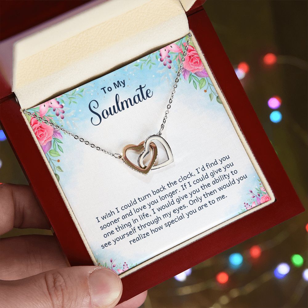 To My Soulmate Necklace for Women Birthday Christmas Jewelry Gifts For My Wife with Message Card Box Personalized Gift Present Pendant for Future Wife Soulmate Girlfriend Love 17 Interlocking Hearts Necklace