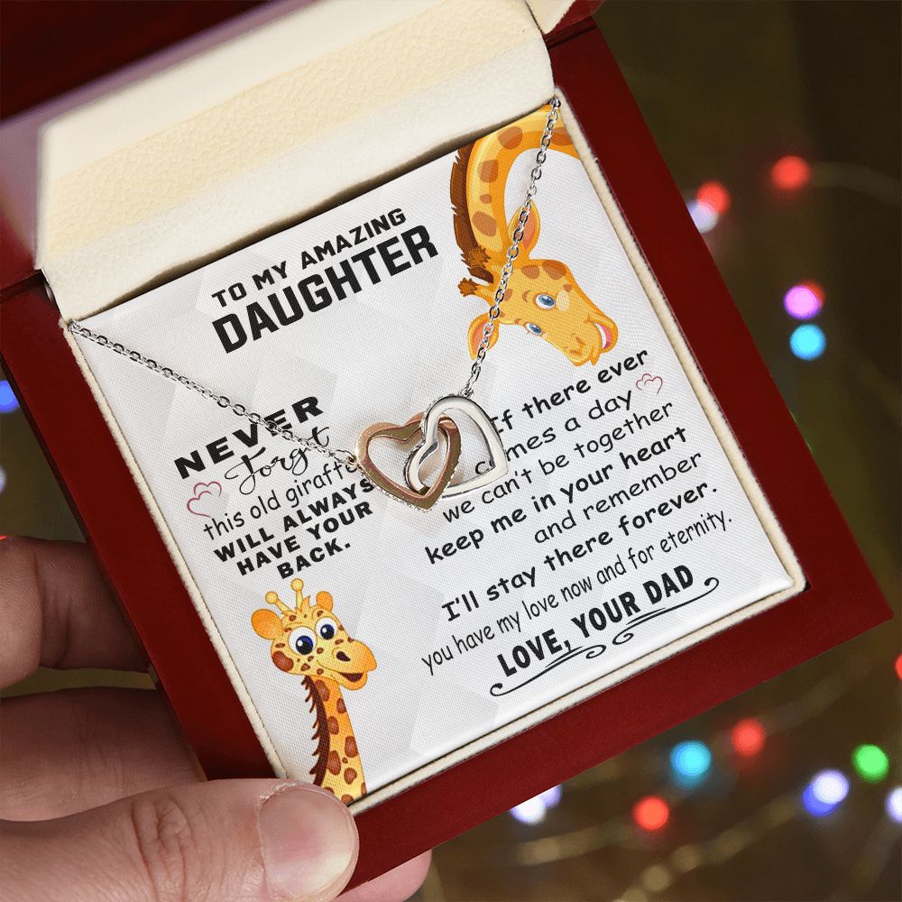 Jewelry Pendant Present for Daughter, To My Daughter Gift Necklace from Mom, Mother Daughter Gift Ideas, Birthday Christmas Gift Graduation Gifts for Daughters, Mother and Daughter Necklace 18 Interlocking Hearts Necklace