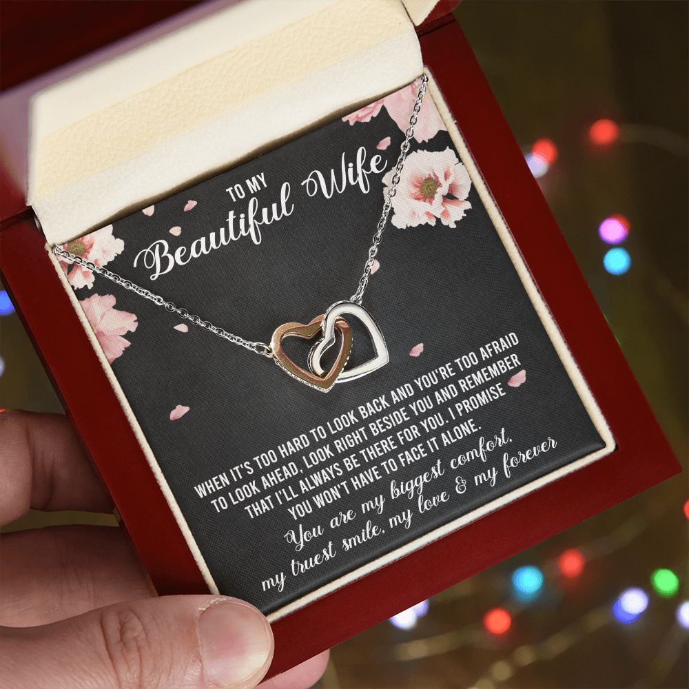To My Beautiful Wife Necklace, Wedding Anniversary Jewelry For Women, Necklace For Wife from Husband, Gifts For Wife Birthday Gifts Necklace, Jewelry With Message Card In A Gift Box