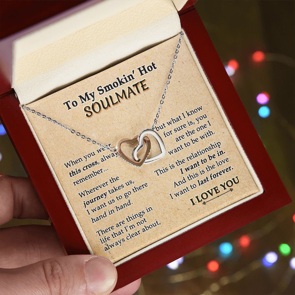 To My Soulmate Necklace for Women Birthday Valentines Day Jewelry Gifts For My Wife with Message Card Box Personalized Gift Present Pendant for Future Wife Soulmate Girlfriend Love 9 Interlocking Hearts Necklace