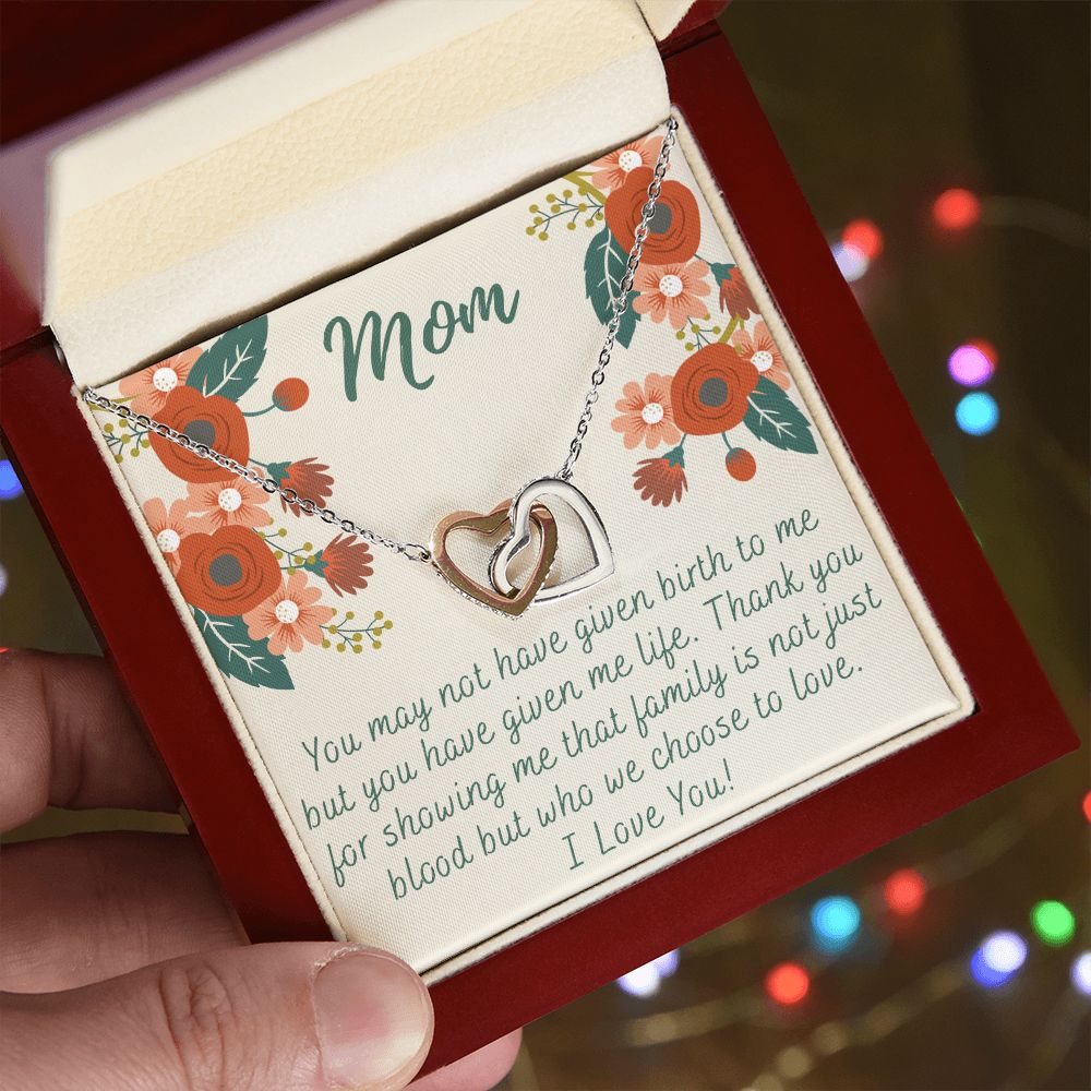 To My Mom Love Knot Necklace Gift for Stepmom Birthday Present Idea for Mother Interlocking Hearts Necklace