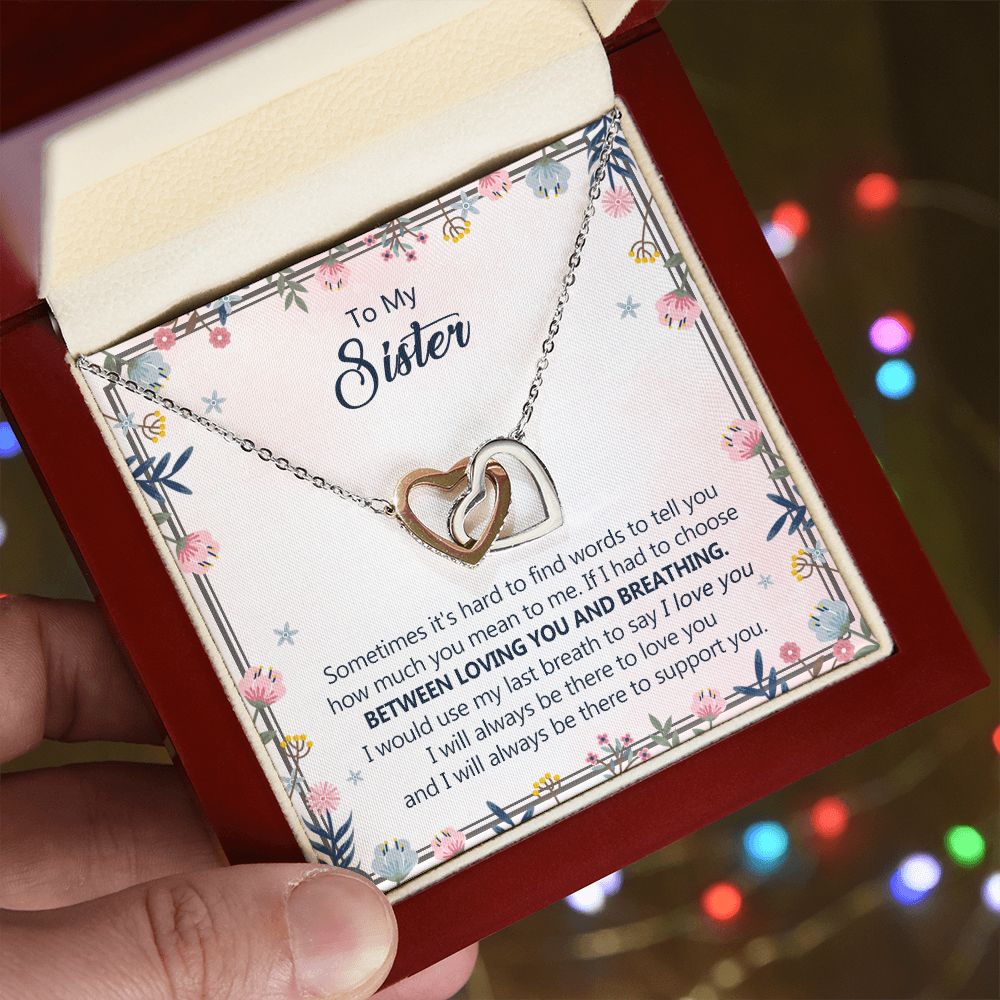 To My Sister Necklace Pendant Inspirational Jewelry For Women Teen Girl Family and Friendship Gifts Sisters Gifts Idea Sister Jewelry Necklace for Sisters Sentimental Gifts for Sister 301 Interlocking Hearts Necklace