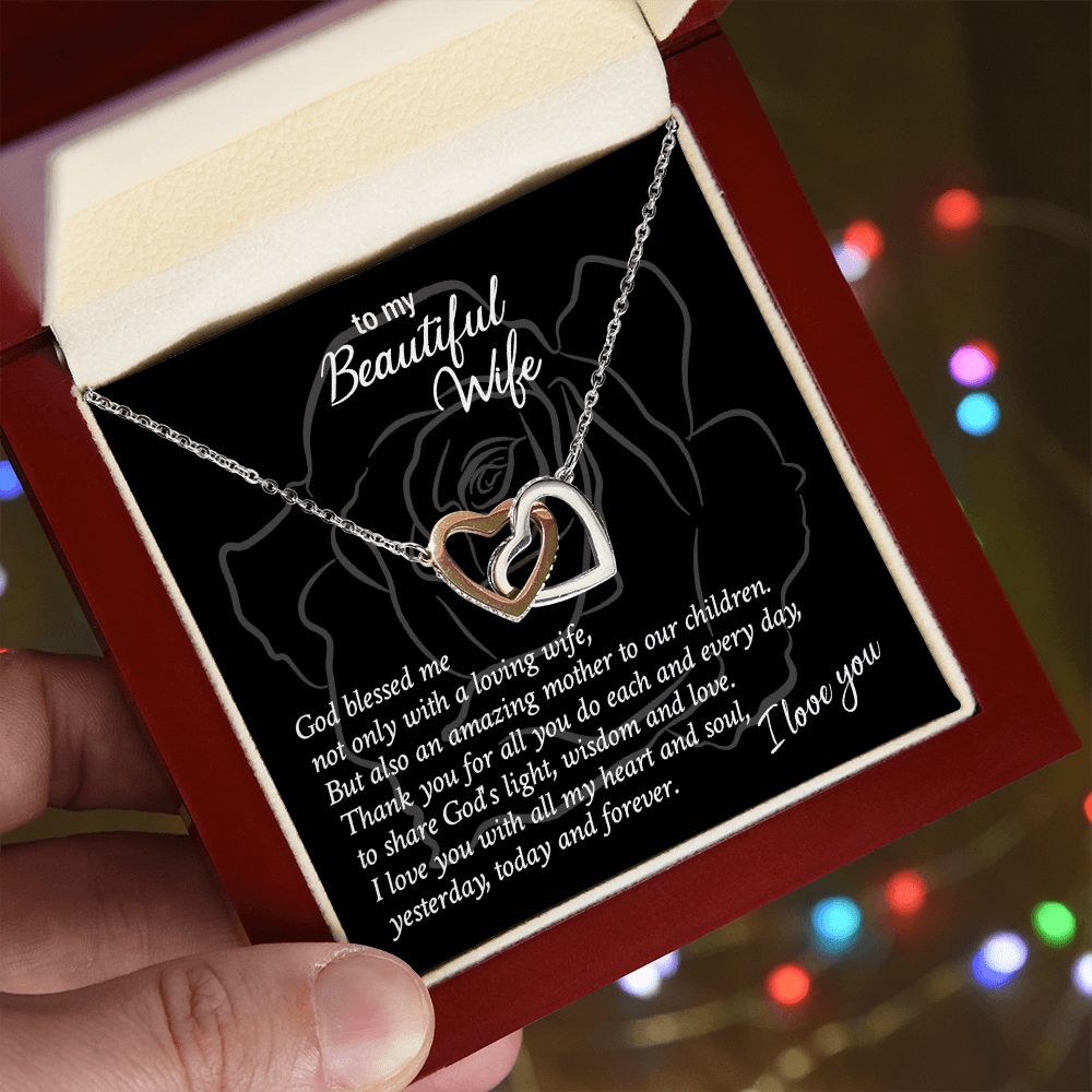 Necklace Gift for Wife, To My Beautiful Wife Hearts Necklace Gift Set Necklaces for Women, Necklace for Wife From Husband, Jewelry Gifts for Women, Gift Items for Women, Birthday Gifts for Her