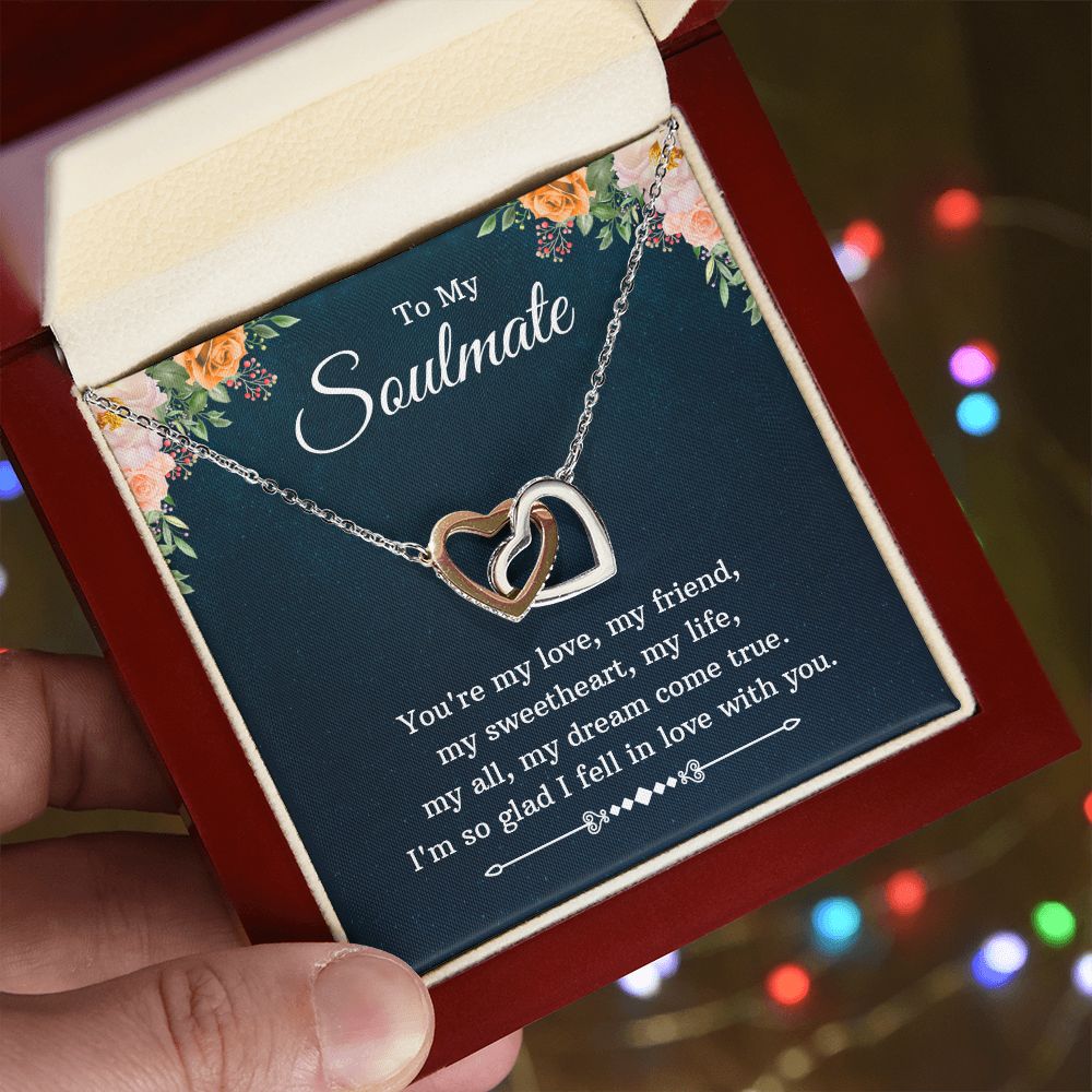To My Soulmate Necklace for Women Birthday Christmas Jewelry Gifts For My Wife with Message Card Box Personalized Gift Present Pendant for Future Wife Soulmate Girlfriend Love 10 Interlocking Hearts Necklace