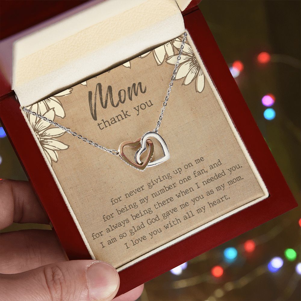Thank You Gift For Mom, Gifts For Mother, Gifts For Mom From Daughter, Affordable Gifts For Mom, Birthday Gift Ideas For Mom From Daughter Interlocking Hearts Necklace