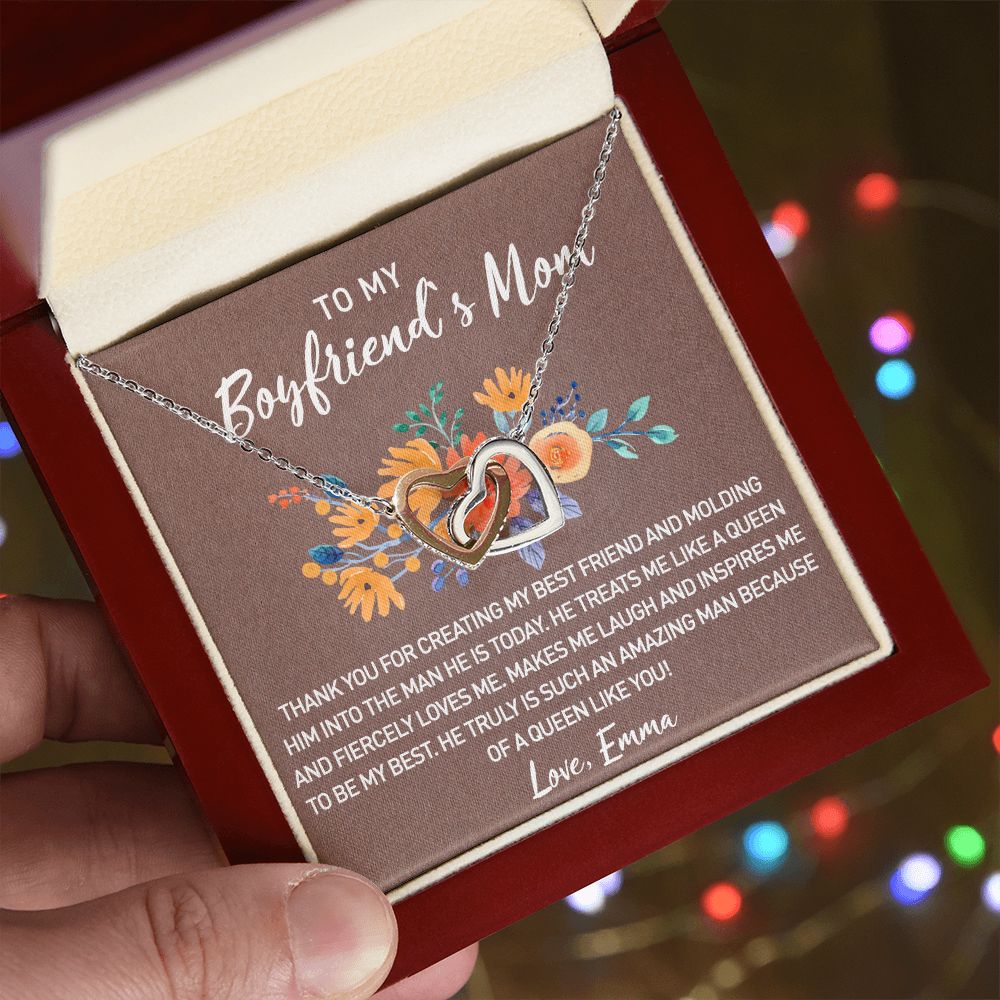 Gift for Boyfriend's Mom, Boyfriend Mom Gift, To My Boyfriends Mom's Gift, Mother's Day Gift for Boyfriends Mom, Boyfriend Mom Interlocking Hearts Necklace