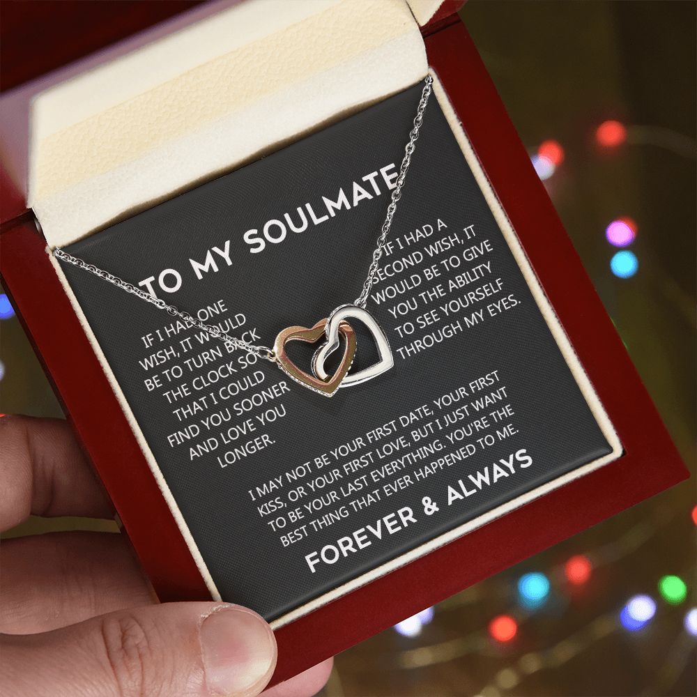 To My Soulmate Eternal Hope Necklace  Wife Soulmate Valentines Day Gift for Her 175144059615 Interlocking Hearts Necklace