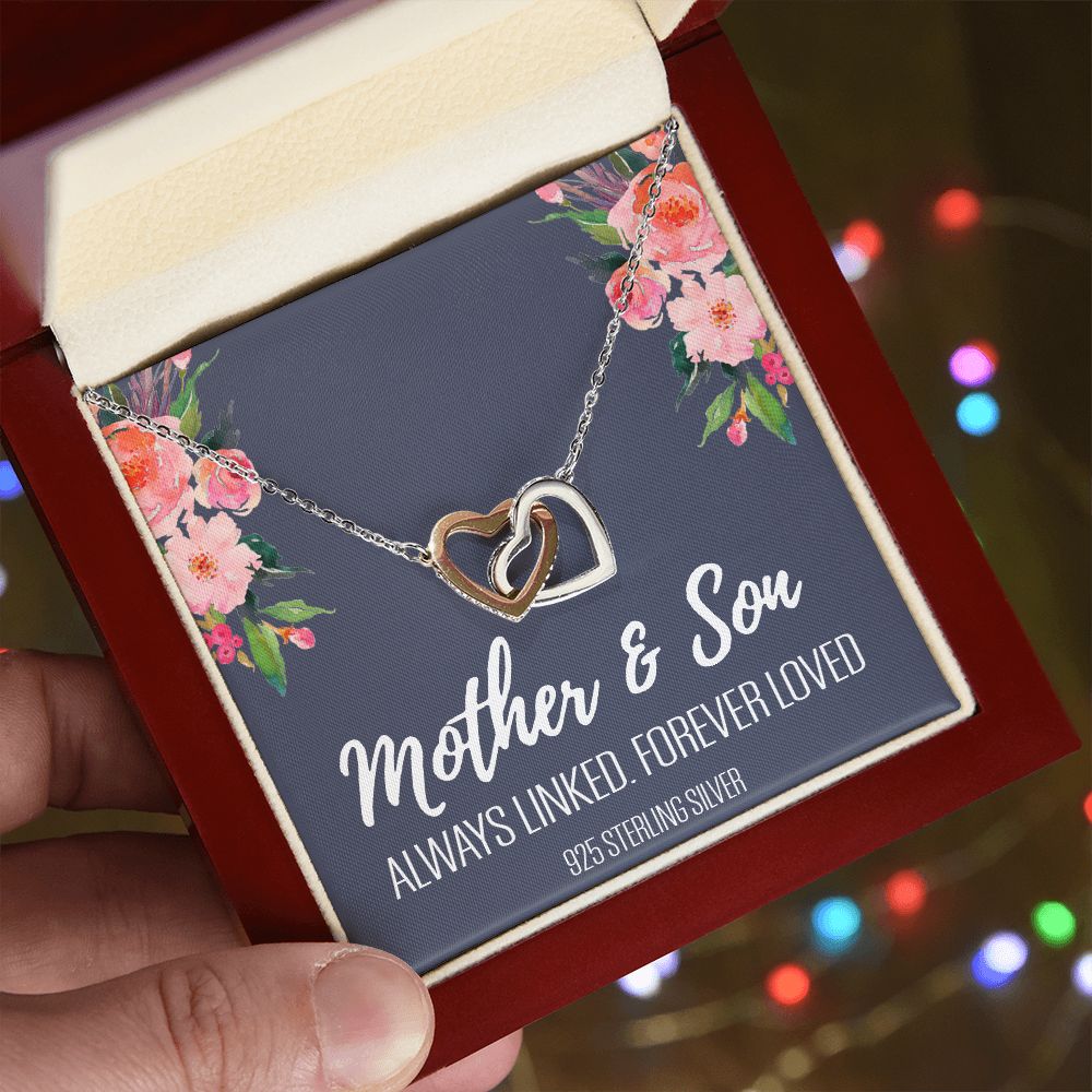 Gift For Mom From Son, Mother Son Gifts, Happy Mother's Day Necklace, Mom Gift Interlocking Hearts Necklace
