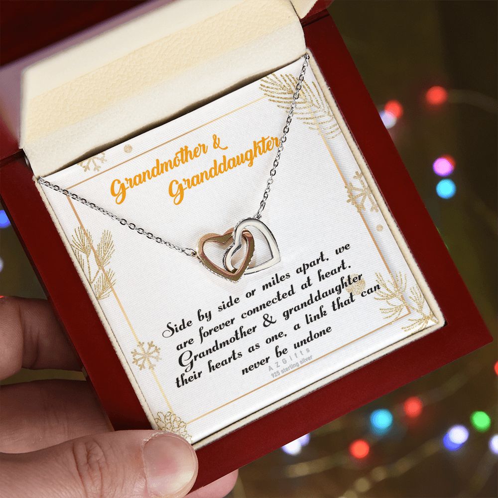 To My Grandma Necklace, Gift for Grandmother Necklace, Mothers Day Gift For Grandma Nana, Grandma Jewelry From Grandchildren GrandKids , Jewelry Box Gift For Grandma Grandmother14 Interlocking Hearts Necklace