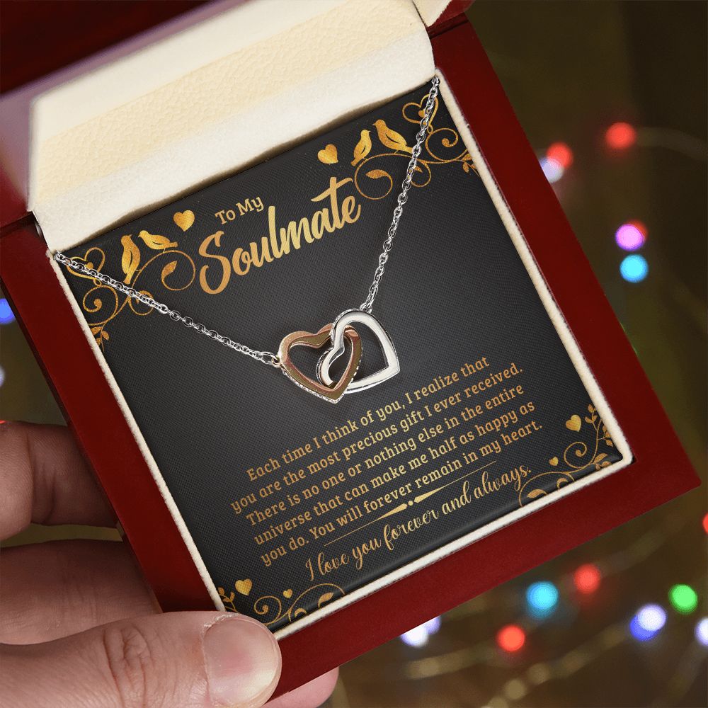 To My Soulmate Necklace for Women Birthday Christmas Jewelry Gifts For My Wife with Message Card Box Personalized Gift Present Pendant for Future Wife Soulmate Girlfriend Love 19 Interlocking Hearts Necklace