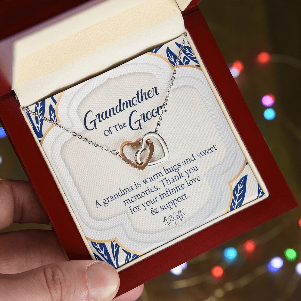 To My Grandmother Necklace, Gift for Grandmother Necklace, Mothers Day Gift For Grandma Nana, Grandma Jewelry From Grandchildren GrandKids , Jewelry Box Gift For Grandma Grandmother3 Interlocking Hearts Necklace