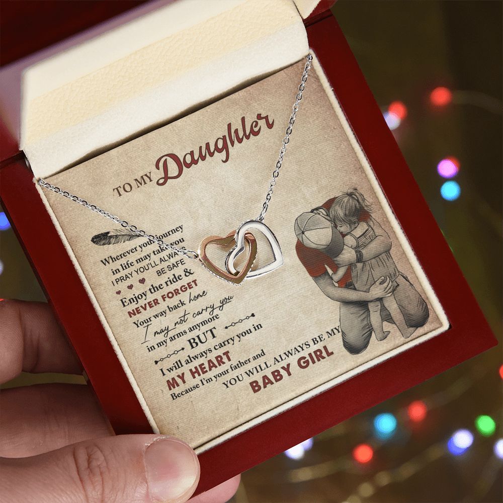 To My Daughter Necklaces Pendants - Father and Daughter Necklace - Gift from Daddy - Luxury Necklace Silver On Birthday, Anniversary - Includes Gift Box Interlocking Hearts Necklace
