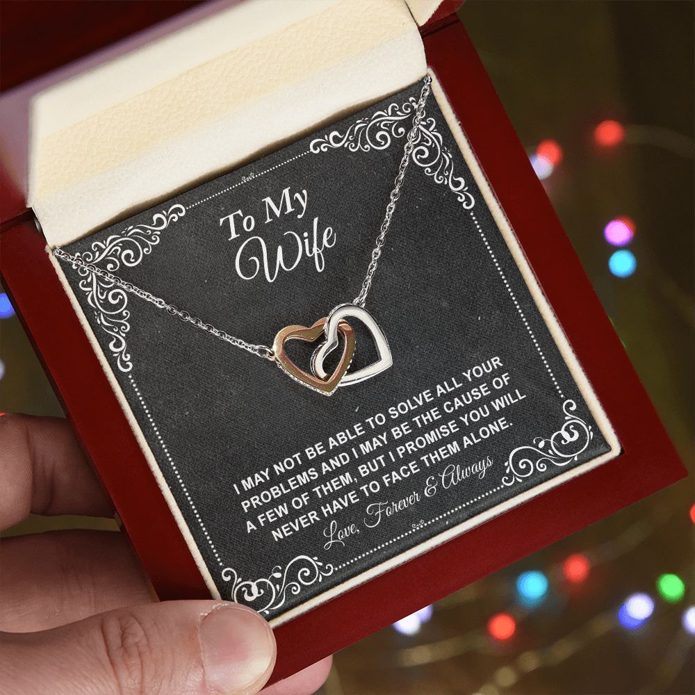 To My Wife Necklace, Gift For Wife From Husband, Anniversary Gift, Valentine's Interlocking Hearts Necklace