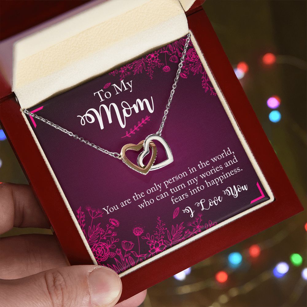 To My Mom Necklace Pendant Gift From Daughter Necklace You Are The Only Person Gift For To Mom Happy Mother's Day Mother In Law Gift On Birthday Anniversary Gift 30821 Interlocking Hearts Necklace