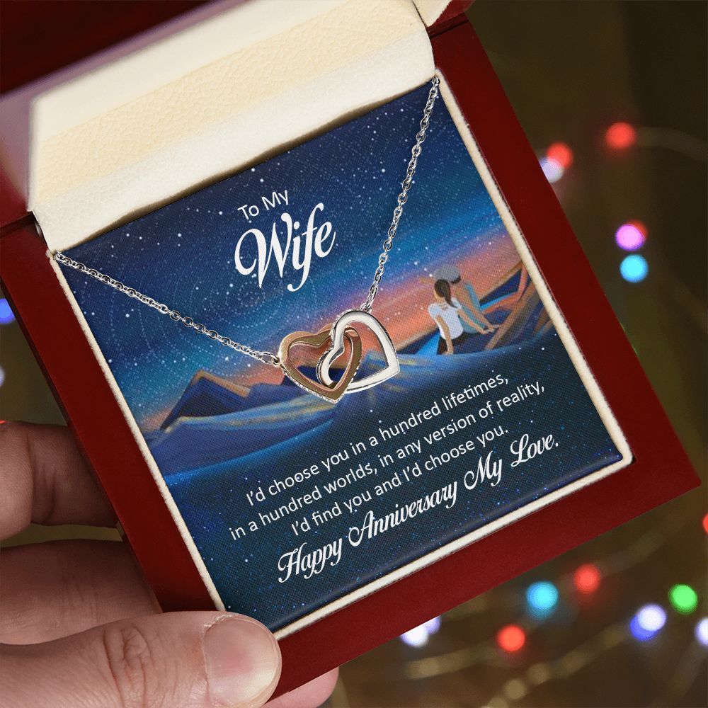 Birthday Gifts For Wife, Necklace Gifts For Wife From Husband, To My Wife Jewelry For Women , To My Wife Necklace  from Husband Wedding Anniversary Present For Wife, Beautiful Wife Jewelry Christmas26 Interlocking Hearts Necklace