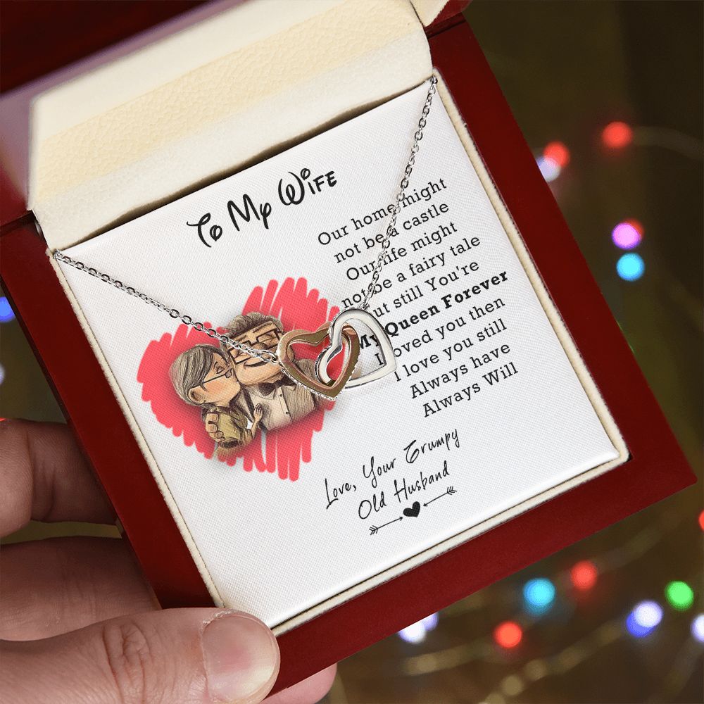 To My Wife Necklace from Husband, Personalized Necklace for Women, Luxury Necklace for Wife from Man Men, Wedding Anniversary Present For Wife, Beautiful Wife Jewelry Christmas Birthday Gifts For Wife3 Interlocking Hearts Necklace