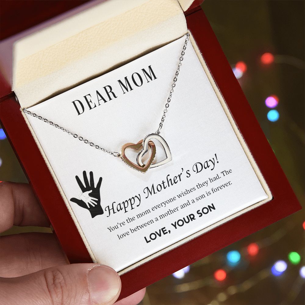 2Mom Necklace Gifts for Mom from Daughter to Mom Gifts for Mothers Day from Daughter, To My Mom Necklace from Daughter to Mom Birthday Gifts Necklace with Message Card and Gift Box2228 Interlocking Hearts Necklace