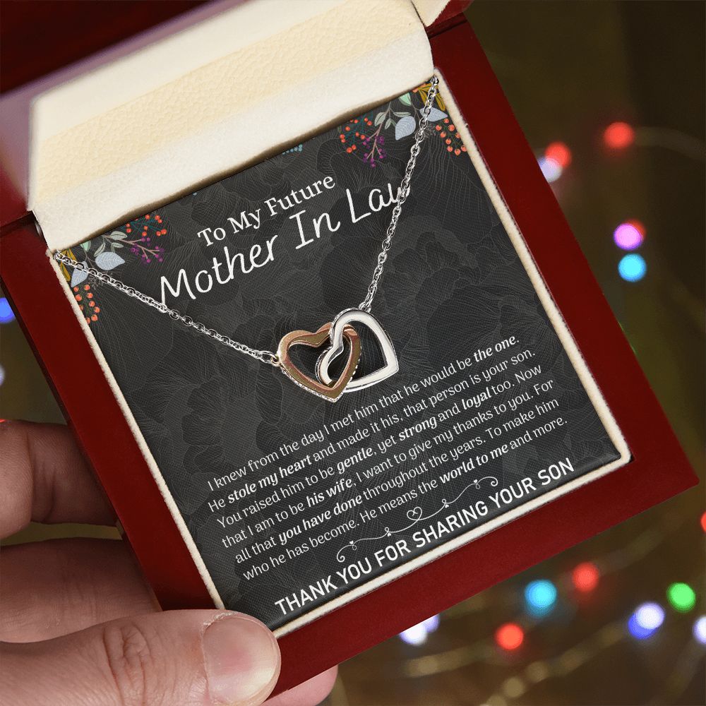 Future Mother In Law Sunflower Bracelet, Mother In Law To Be Gifts, Soon To Be Mother In Law Gifts, Future Mother In Law Birthday Gift Interlocking Hearts Necklace