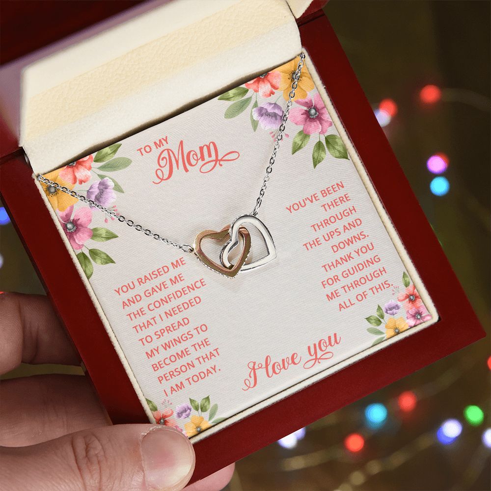 Mom Necklace Gifts for Mom from Daughter to Mom Gifts for Mothers Day from Daughter, To My Mom Necklace from Daughter to Mom Birthday Gifts Necklace with Message Card and Gift Box16 Interlocking Hearts Necklace