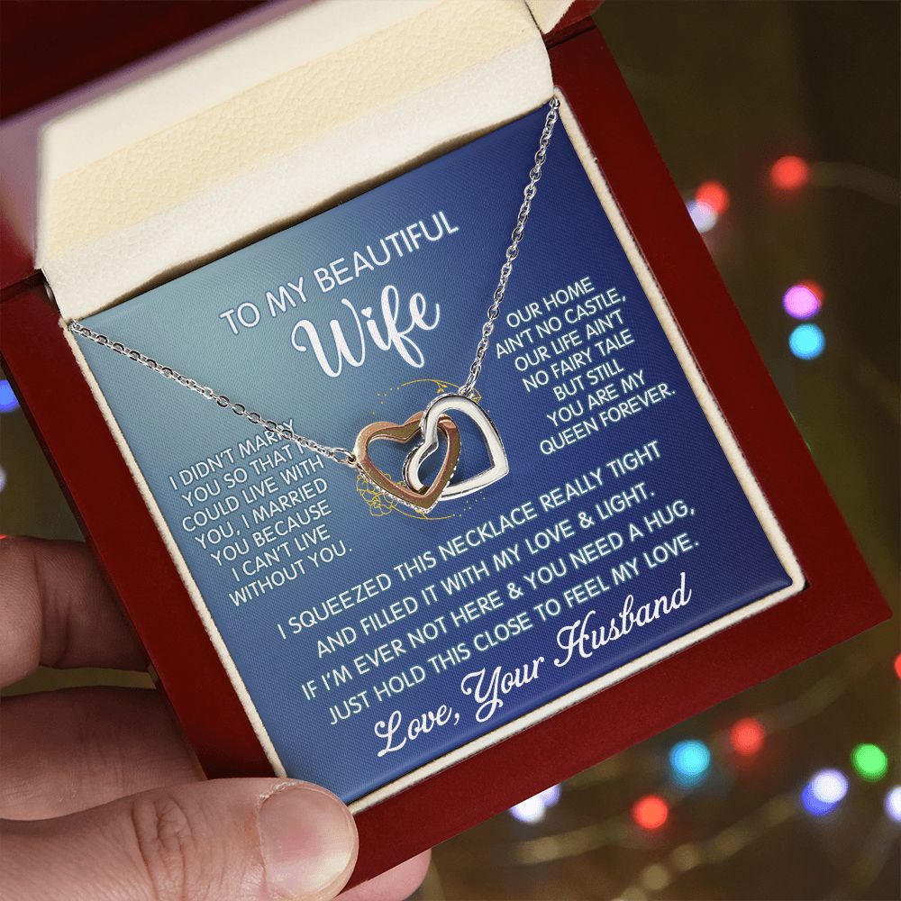 To My Beautiful Wife Necklace, Wedding Anniversary Jewelry For Women, Necklace For Wife from Husband, Gifts For Wife Birthday Gifts Necklace, Jewelry With Message Card In A Gift Box