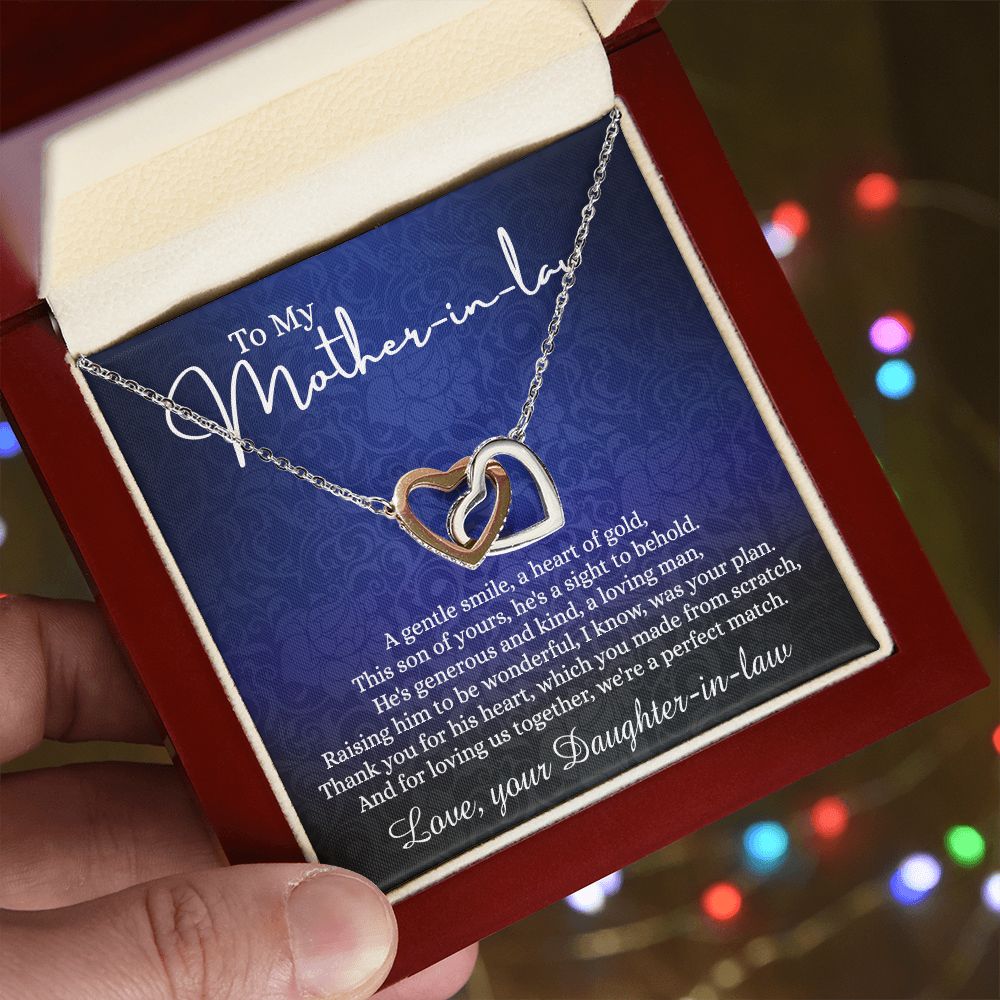 To My Mother in Law Necklace, Mother in Law Gift, Necklace for Mother in Law Jewelry Gift to My Mother-in-law on Wedding Day Mother's day gift for Mother in Law Birthday gift Interlocking Hearts Necklace