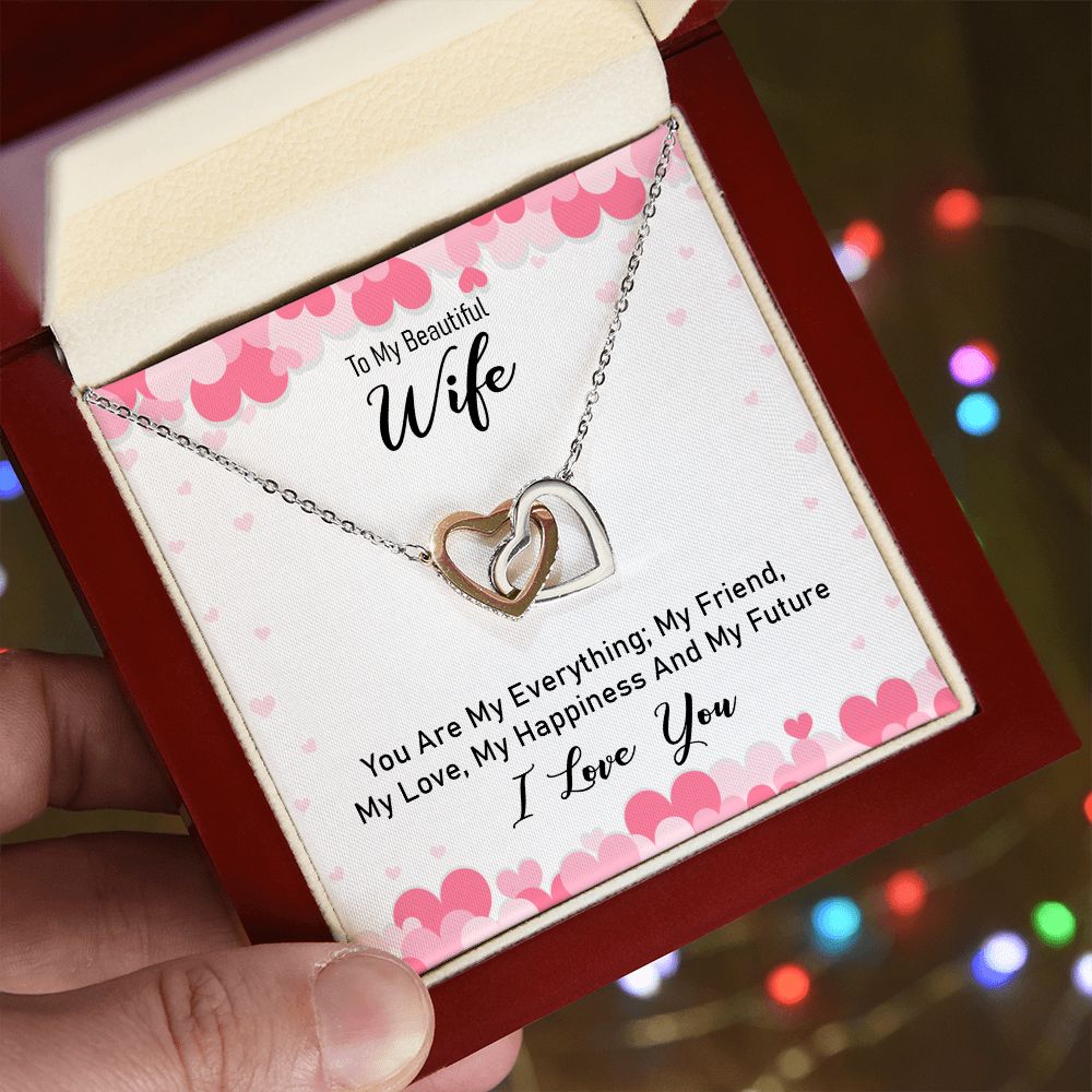 To My Wife Necklace from Husband Luxury Jewelry For Wife, Couples Gifts Neckalce For Wife From Husband, Necklaces Styles On Birthday Christmas Wedding For Women, Interlocking Hearts Necklace For Her