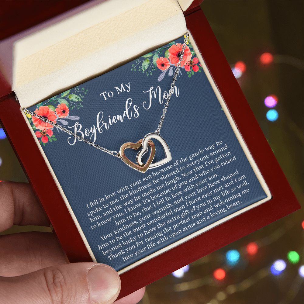 To My Boyfriends Mom, Gifts For Boyfriend Mom, Boyfriends Mom Birthday Gift Idea, Boyfriend Mother Gift, Necklace for Boyfriends Mom, Mother's Day Gift Necklace for Women Interlocking Hearts Necklace