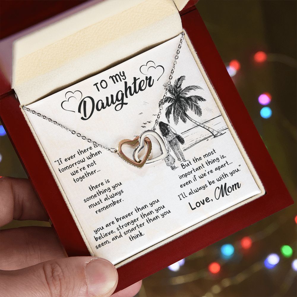 To My Daughter Sunset Necklace Pendant Gift From Mom Necklace The Most Important With Message Card Gift Box Gift For To Daughter, Daughter In Law On Birthday Anniversary Interlocking Hearts Necklace