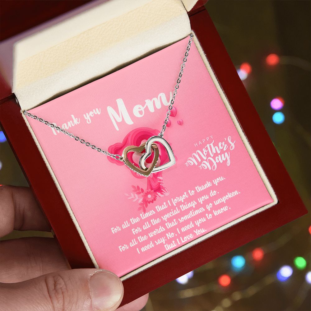 Mom Necklace Gifts for Mom from Daughter to Mom Gifts for Mothers Day from Daughter, To My Mom Necklace from Daughter to Mom Birthday Gifts Necklace with Message Card and Gift Box5 Interlocking Hearts Necklace