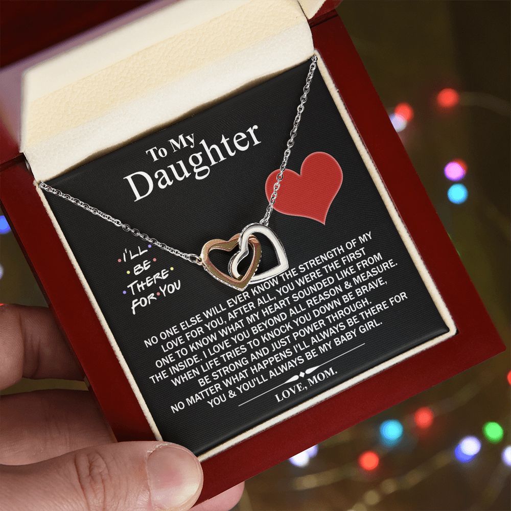Mother Daughter Gift Ideas, To My Daughter Gift Necklace from Mom, Jewelry Pendant Present for Daughter, Birthday Christmas Gift Graduation Gifts for Daughters, Mother and Daughter Necklace 2138 Interlocking Hearts Necklace