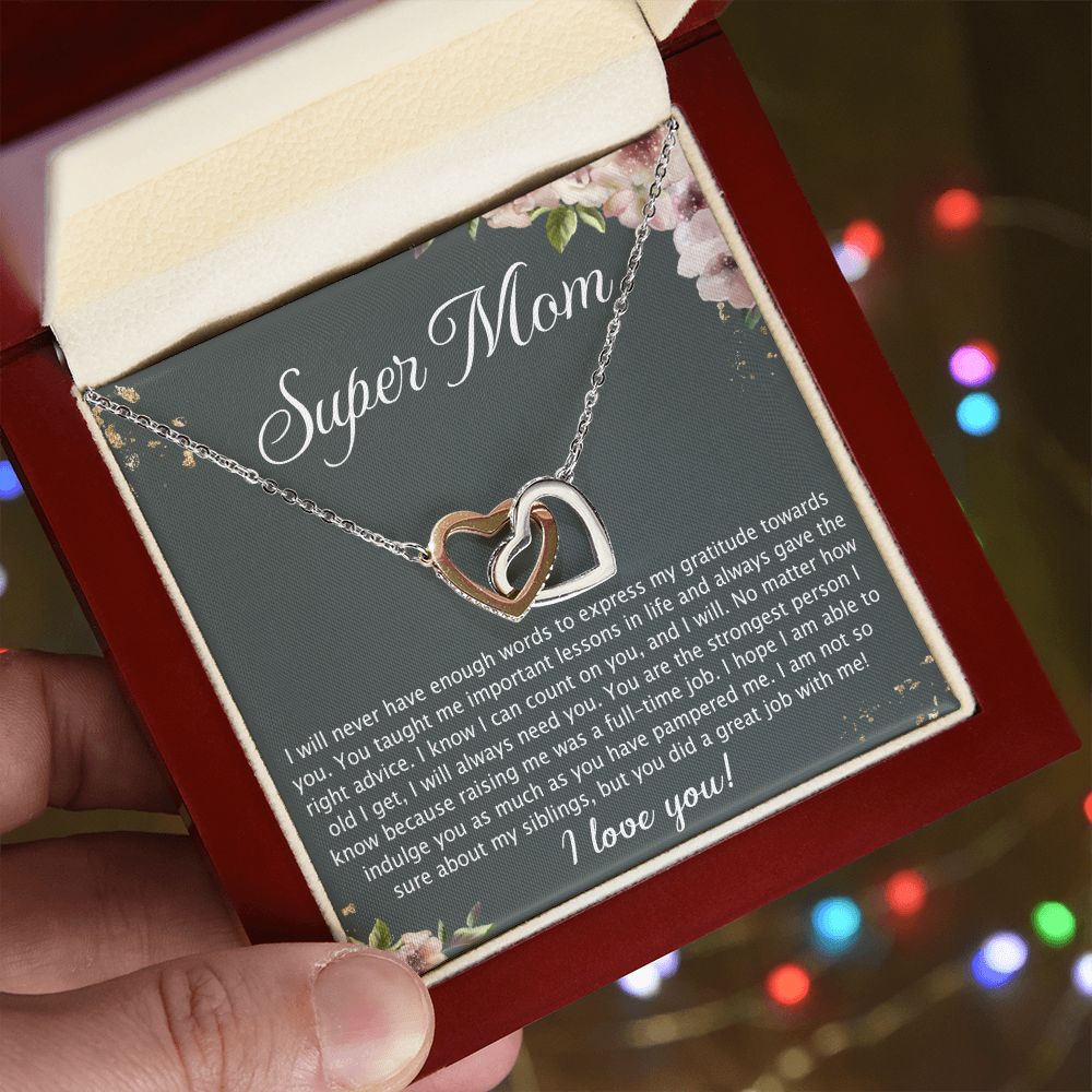 To My Mom Necklace Pendant Gift From Daughter Your Faith Lets Us Know With Message Card Gift For Mom Interlocking Hearts Necklace