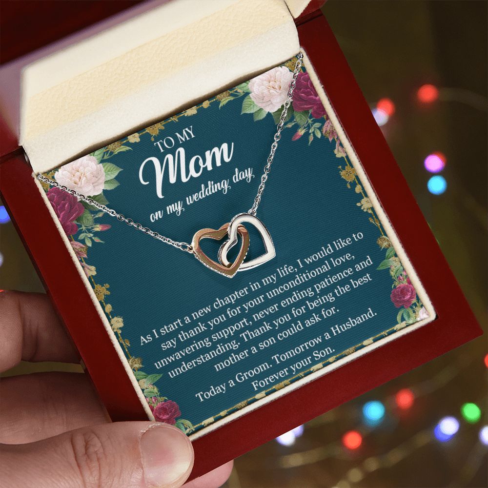 To My Mom Necklace, Gift For Mom, Mother's Day Gift from Daughter, Mom Jewelry Gift for Mothers Day, Birthday Gift for Mother, Moms Gift from Daughter Son, Necklace for Mom Mother 3 Interlocking Hearts Necklace