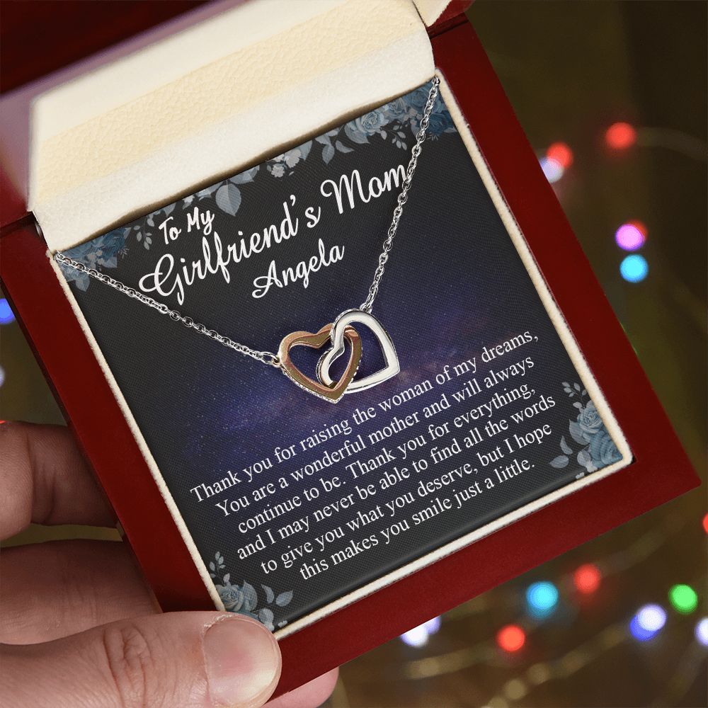 To My Girlfriends Mom Gift Mother's Day Gift for Girlfriend's Mom Necklace Gift Angela Interlocking Hearts Necklace