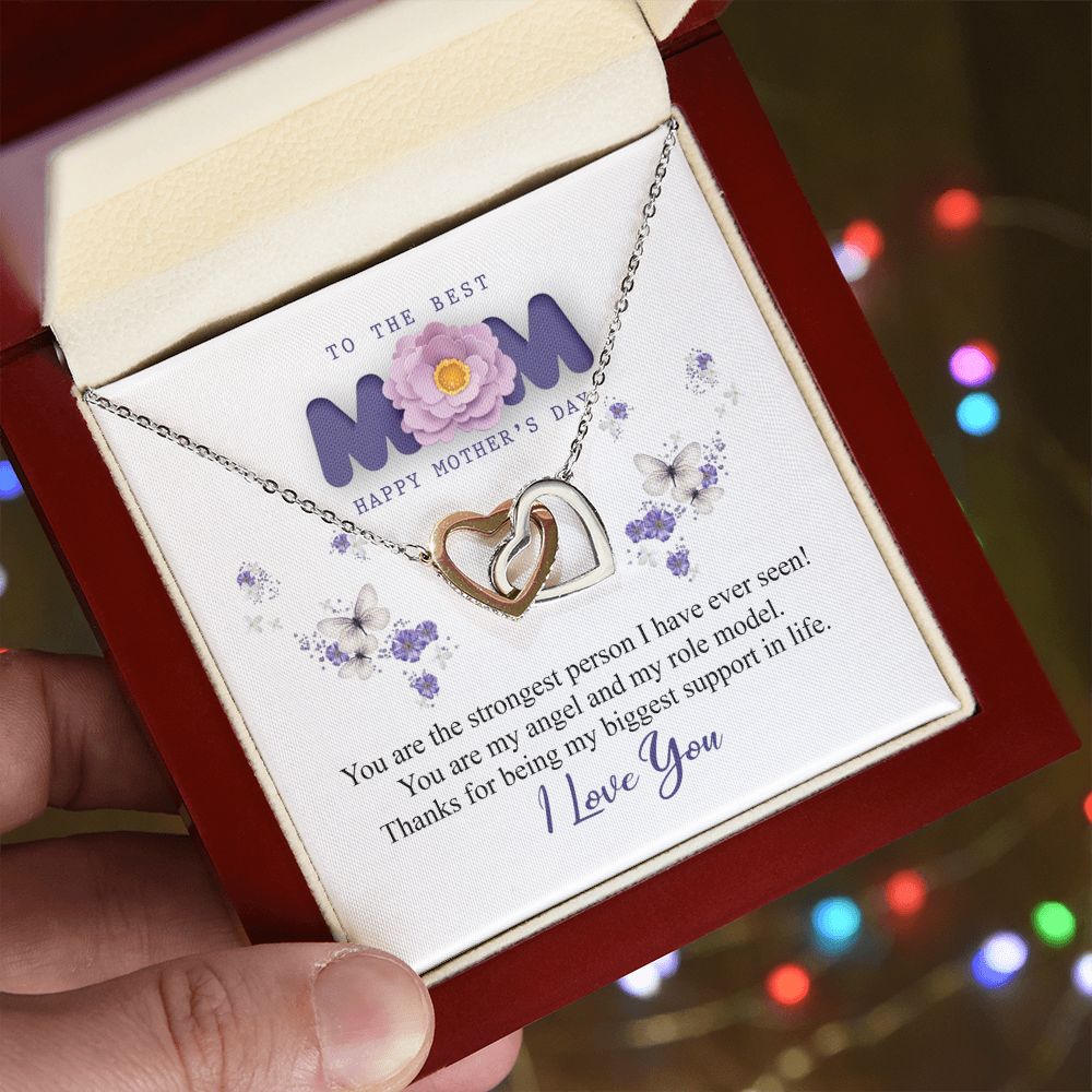 To The Best Mom Necklace, Best Mom Gifts, Mothers Day Gifts, Birthday Gift For Mom Interlocking Hearts Necklace