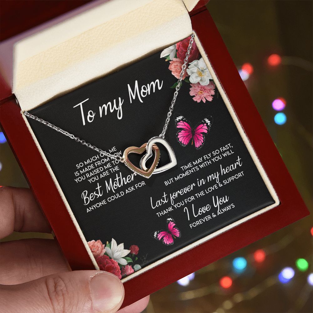 To My Mom Necklace, Gift For Mom, Mother's Day Gift from Daughter, Mom Jewelry Gift for Mothers Day, Birthday Gift for Mother, Moms Gift from Daughter Son, Necklace for Mom Mother 13 Interlocking Hearts Necklace