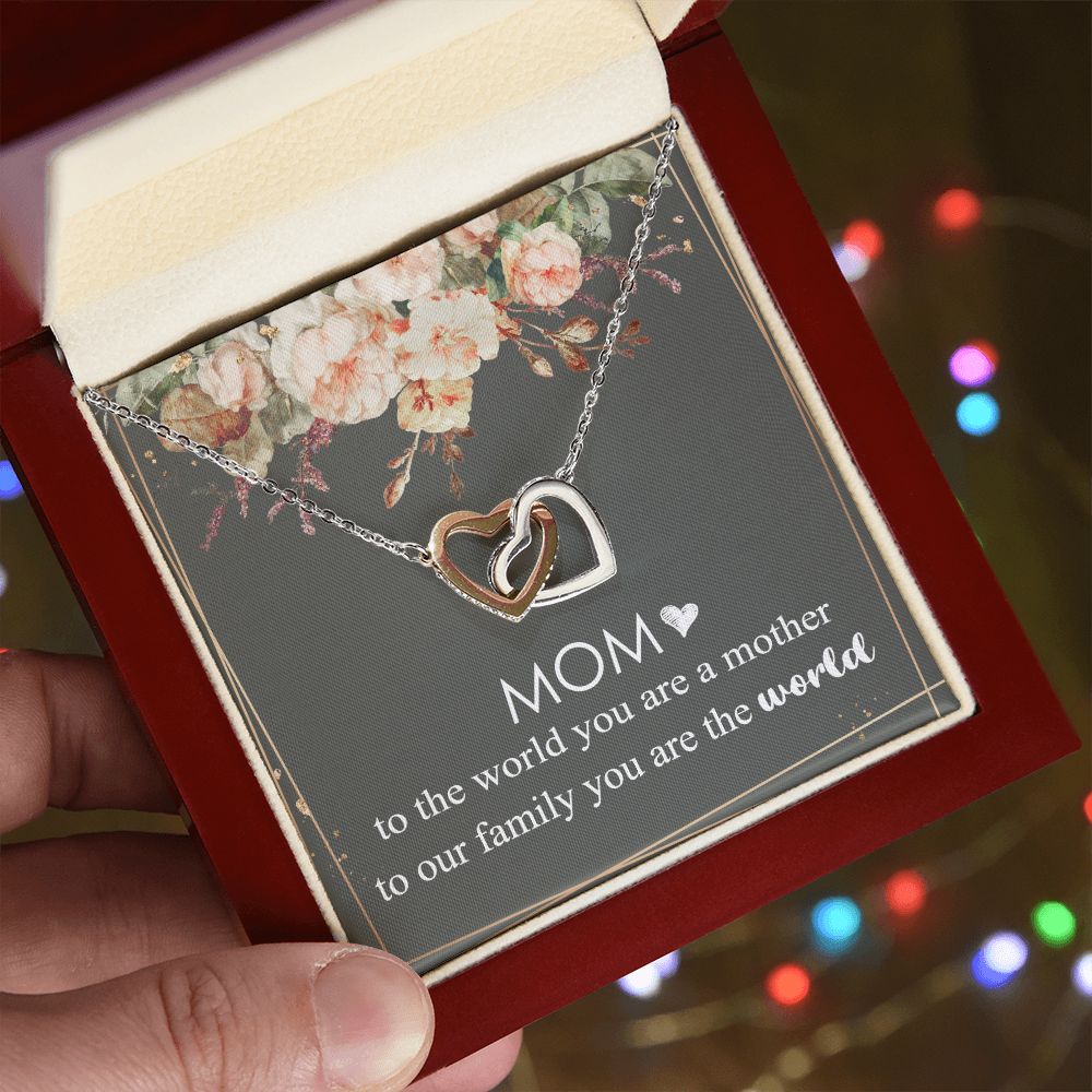 Mom Necklace Gifts for Mom from Daughter to Mom Gifts for Mothers Day from Daughter, To My Mom Necklace from Daughter to Mom Birthday Gifts Necklace with Message Card and Gift Box4 Interlocking Hearts Necklace