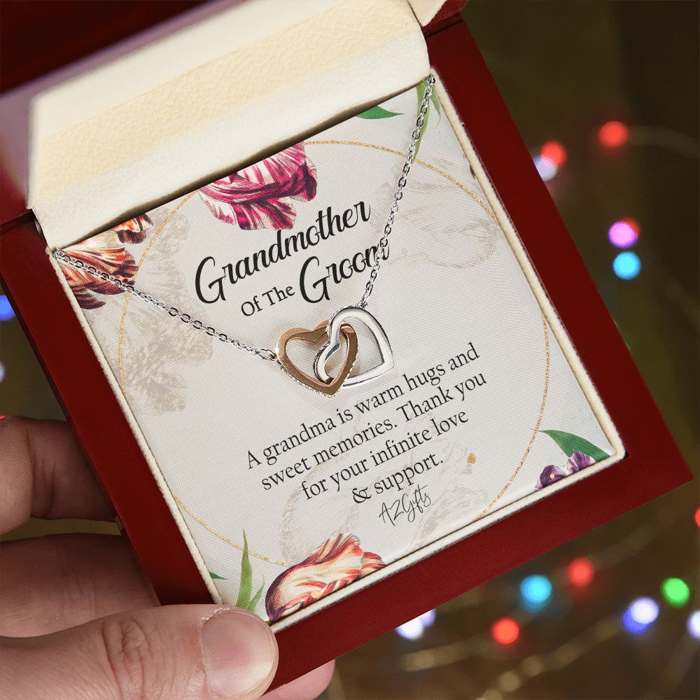 To My Grandmother Necklace, Gift for Grandmother Necklace, Mothers Day Gift For Grandma Nana, Grandma Jewelry From Grandchildren GrandKids , Jewelry Box Gift For Grandma Grandmother1 Interlocking Hearts Necklace