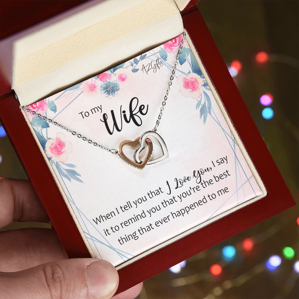 To My Wife Necklace from Husband, Personalized Necklace for Women, Luxury Necklace for Wife from Man Men, Wedding Anniversary Present For Wife, Beautiful Wife Jewelry Christmas Birthday Gifts For Wife1 Interlocking Hearts Necklace