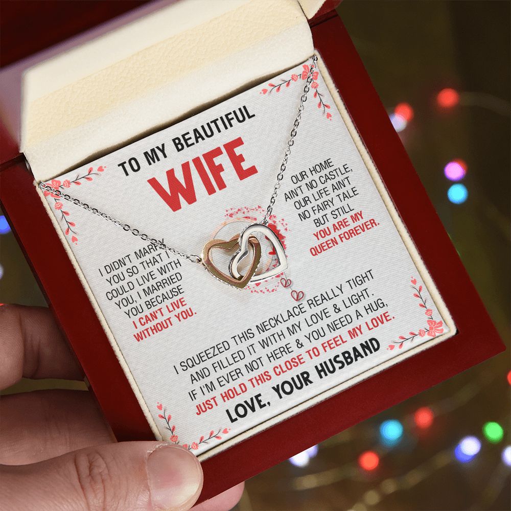To My Beautiful Wife Necklace, Wedding Anniversary Jewelry For Women, Necklace For Wife from Husband, Gifts For Wife Birthday Gifts Necklace, Jewelry With Message Card In A Gift Box
