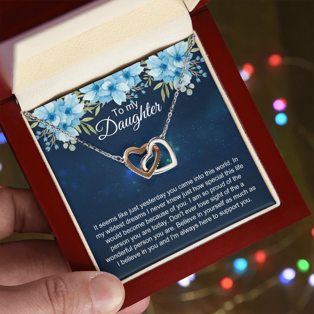 To My Daughter Gift Necklace from Mom, Mother and Daughter Necklace for Girls, Mother Daughter Gift Ideas, Jewelry Pendant Interlocking Hearts Necklace