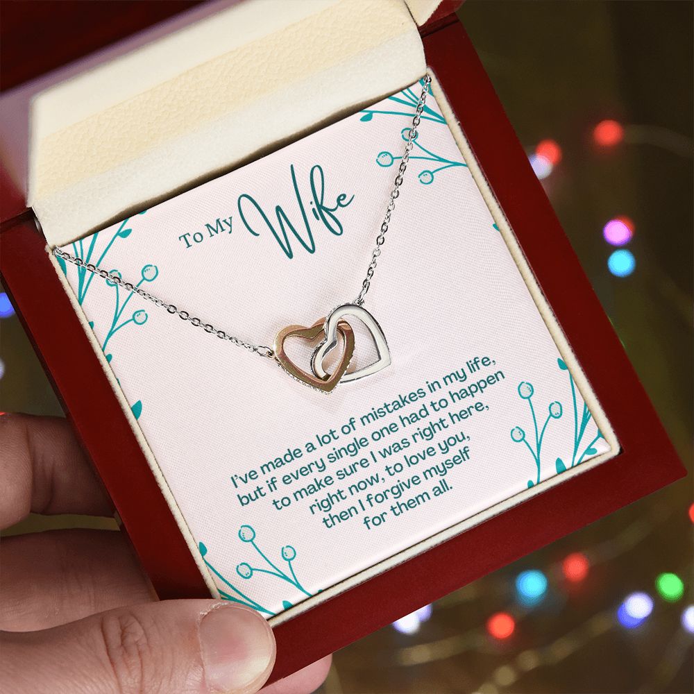 To My Wife Necklace Pendant Gift From Husband I've Made A Lot Of Mistakes With Message Card and Gift Box. Valentine's Day Gift For Wife Future Wife Interlocking Hearts Necklace